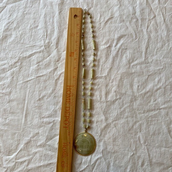 Aztec Mayan Medallion Pendant Necklace Stone Beaded Onyx - Picture 3 of 7